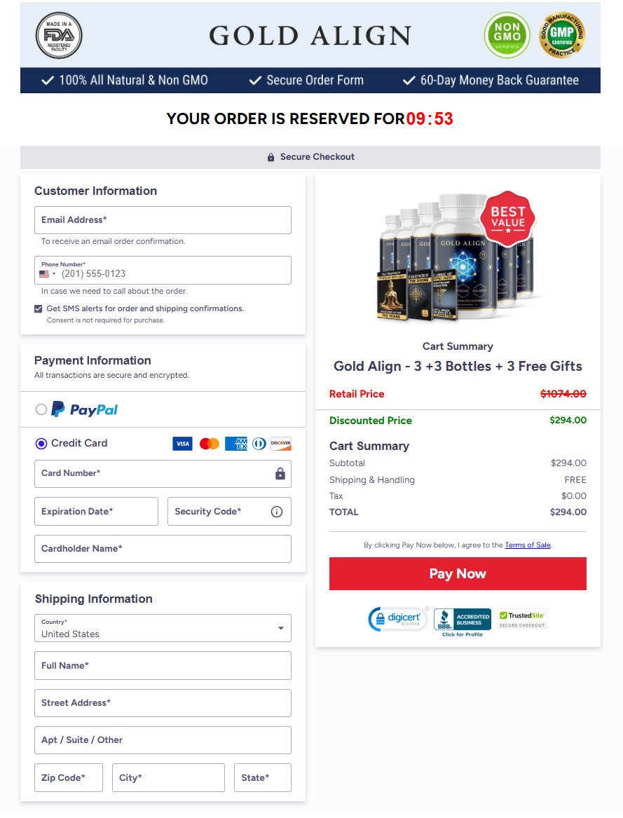 Gold Align Official Website Secure Order Page